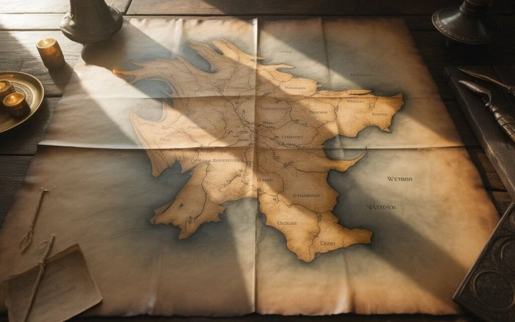 Westeros map highlighting journey routes from A Knight of the Seven Kingdoms